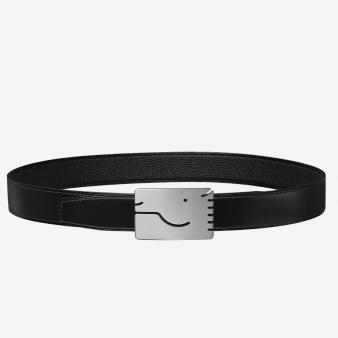 Hermes Reversible Leather 32 MM A Cheval Belt Buckle in Black