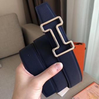 Hermes Reversible Tonight 38MM Belt in Navy/Black Epsom Leather