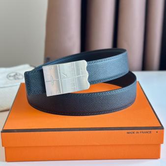 Hermes Reversible Typo Belt 32MM in Black Epsom Calfskin