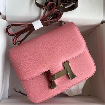 Hermes Rose Confetti Epsom Calfskin Constance 18 Handmade Bag