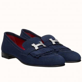 Hermes Royal Loafers in Blue Suede