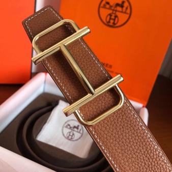 Hermes Royal Reversible Belt 38MM in Brown Clemence Leather