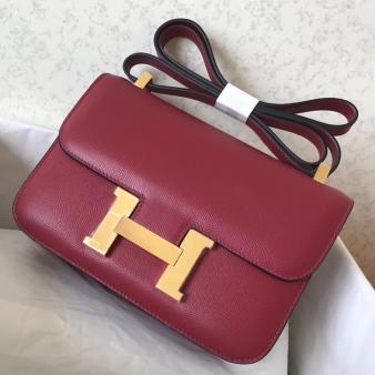 Hermes Ruby Epsom Leather Constance 24 Handmade Bag