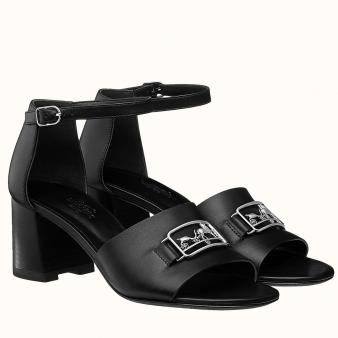 Hermes Sandals Viaggio 60MM in Black Leather