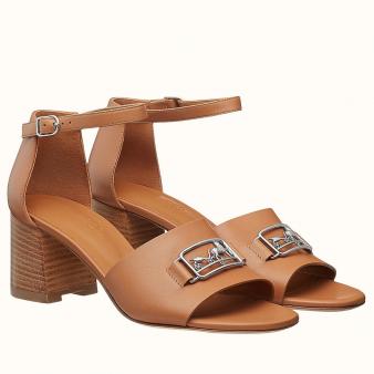 Hermes Sandals Viaggio 60MM in Brown Leather