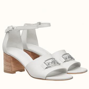 Hermes Sandals Viaggio 60MM in White Leather