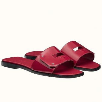 Hermes Sandals View in Ruby Patent Leather