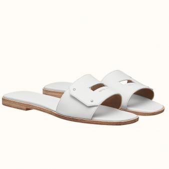 Hermes Sandals View in White Calfskin Leather