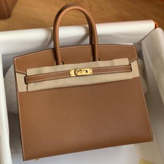 Hermes Sellier Birkin Bag 25 Handmade In Gold Epsom Calfskin