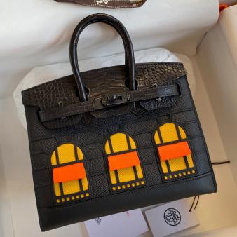 Hermes So Black Faubourg Birkin 20 Sellier Limited Edition Bag in Midnight