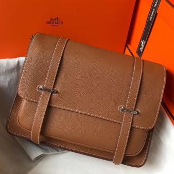 Hermes Steve 35 Messenger Bag in Brown Clemence Calfskin