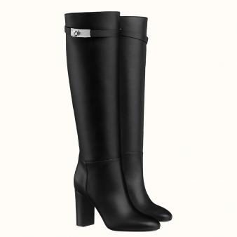 Hermes Story Boots in Black Calfskin