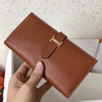 Hermes Swift Bearn Gusset Wallet Gold