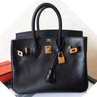 Hermes Swift Leather Black 25 Handmade Bag