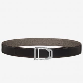 Hermes Taupe Clemence 32 MM Strap Etrier Buckle Belt