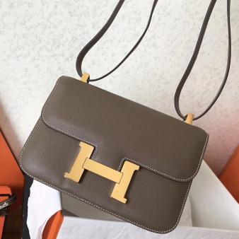 Hermes Taupe Epsom Leather Constance 24 Handmade Bag