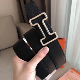 Hermes Tonight Reversible Belt 38MM in Black/White Epsom Leather