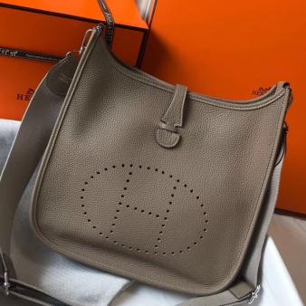 Hermes Tourterelle Clemence Leather Evelyne III 29 PM Bag