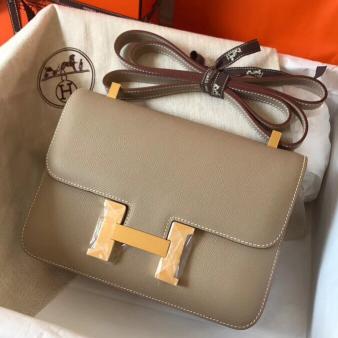 Hermes Tourterelle Epsom Leather Constance 24 Handmade Bag