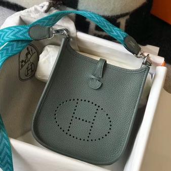 Hermes Vert Amande Clemence Leather Evelyne III TPM Bag