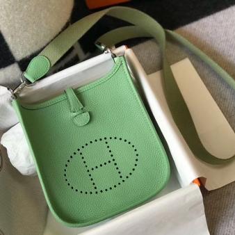 Hermes Vert Criquet Clemence Leather Evelyne III TPM Bag