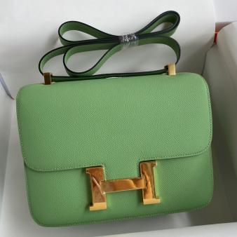 Hermes Vert Criquet Epsom Calfskin Constance 24 Handmade Bag