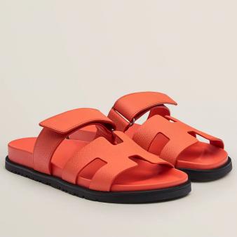 Hermes Women's Chypre Sandals in Orange Epsom Calfskin