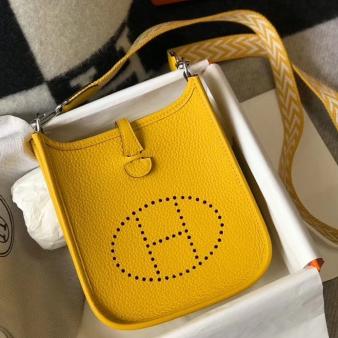 Hermes Yellow Clemence Leather Evelyne III TPM Bag