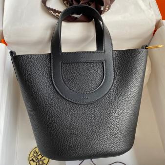 Hermes In The Loop 18 Handmade Bag in Clemence Black Leather