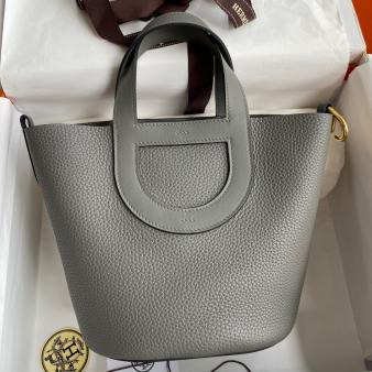 Hermes In The Loop 18 Handmade Bag in Clemence Gris Meyer Leather