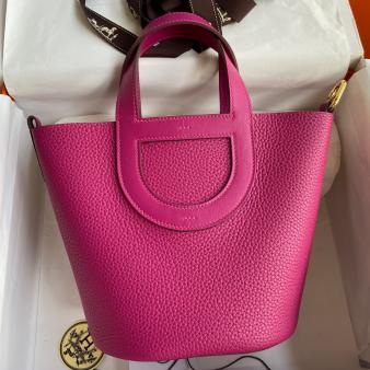 Hermes In The Loop 18 Handmade Bag in Clemence Rose Purple Leather