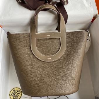 Hermes In The Loop 18 Handmade Bag in Clemence Taupe Leather