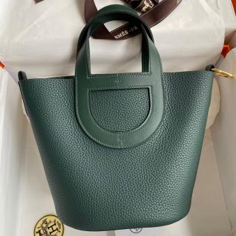 Hermes In The Loop 18 Handmade Bag in Clemence Vert Cypres Leather