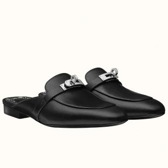 Noir Calfskin Hermes Oz Mules