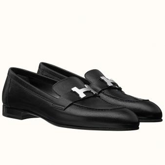 Noir Goatskin Hermes Paris Loafers