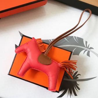 Piment/Camel/Orange Leather Hermes Rodeo Horse Bag Charm