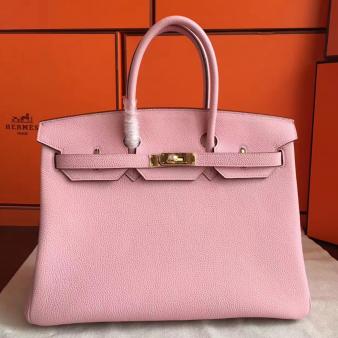 Pink Clemence Leather Hermes Birkin 40 Handmade Bag