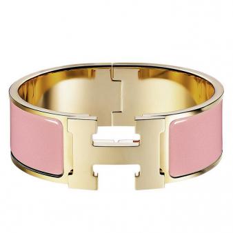 Pink Enamel Hermes Clic Clac H PM Bracelet