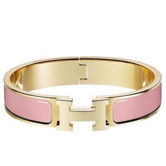 Pink Enamel Hermes Clic H PM Bracelet