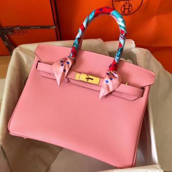 Pink Epsom Leather Hermes Birkin 30 Handmade Bag