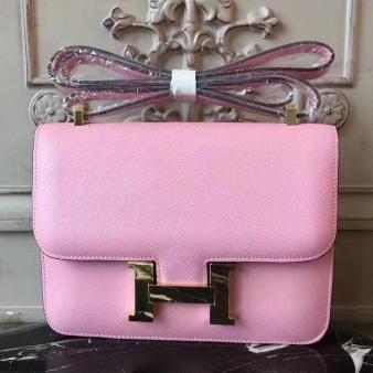 Pink Epsom Leather Hermes Constance MM 24cm Bag