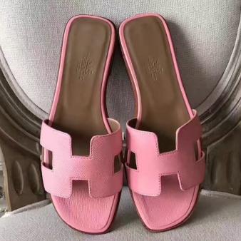 Pink Epsom Leather Hermes Oran Sandals