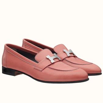 Pink Goatskin Hermes Paris Loafers