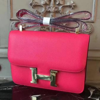 Red Epsom Leather Hermes Constance MM 24cm Bag