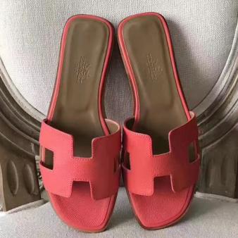 Rose Azalee Epsom Leather Hermes Oran Sandals