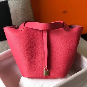 Rose Lipstick Clemence Leather Hermes Picotin Lock 22 Bag