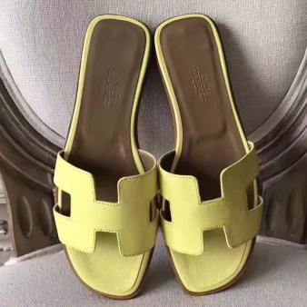 Soufre Epsom Leather Hermes Oran Sandals