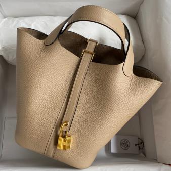 Trench Clemence Leather Hermes Picotin Lock 18 Handmade Bag